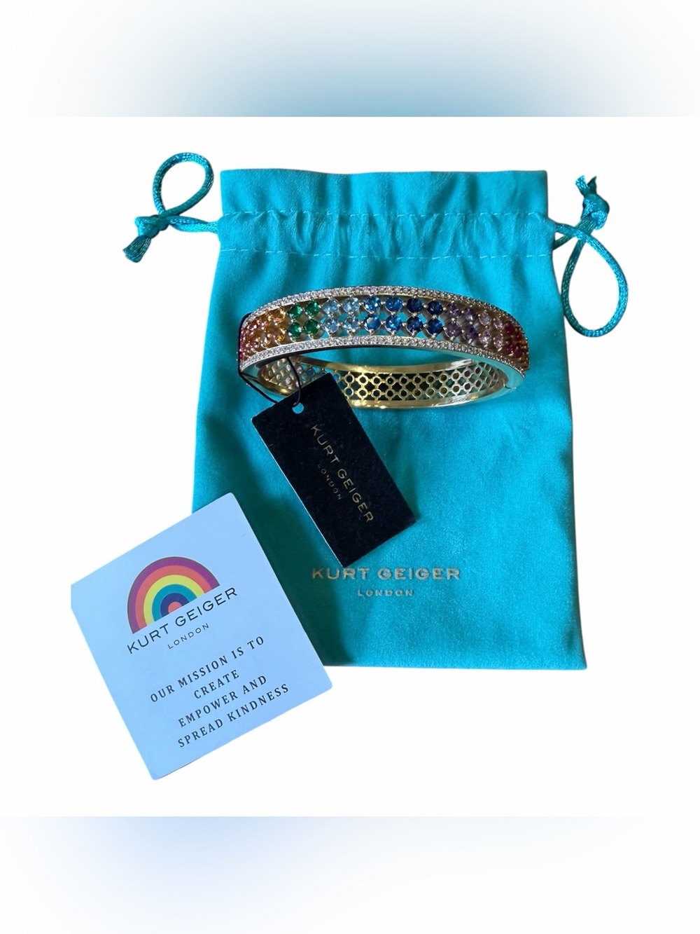 Kurt Geiger Gold Multicolor Crystal Bangle Bracelet